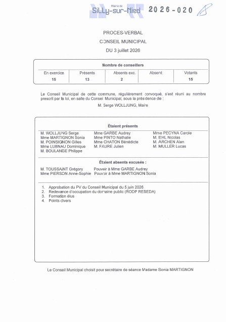 Séance du 3 juillet 2026